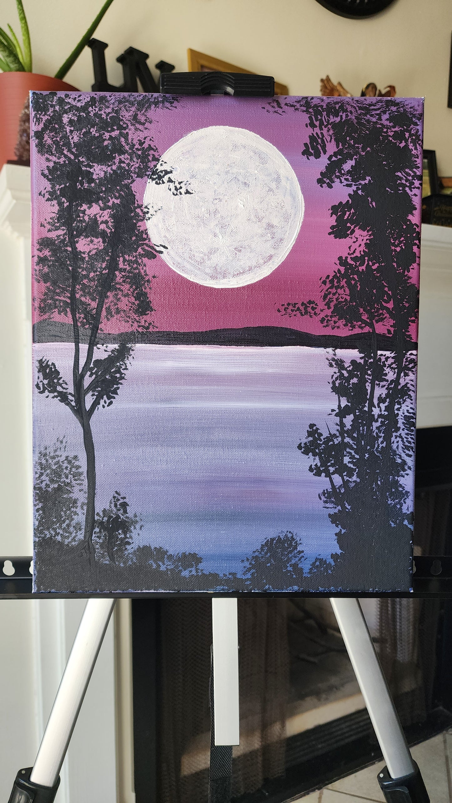 Full Moon over Purple Gray Waters