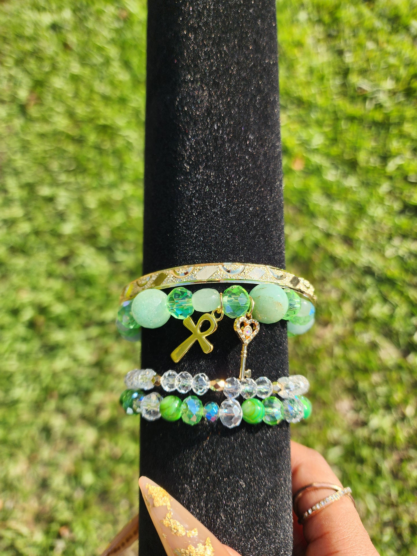 Stacked Up Green Aventurine Bracelet Set