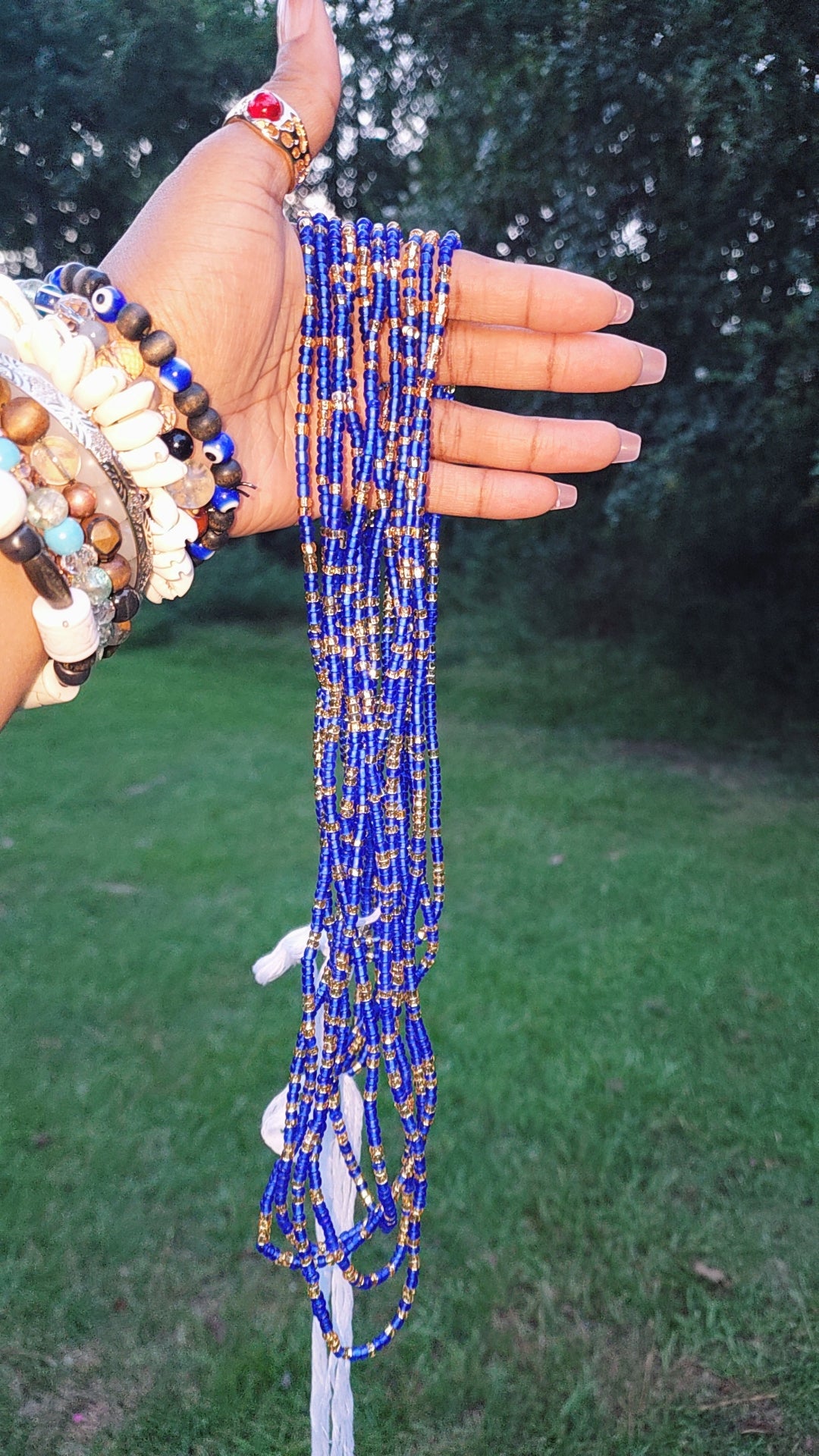 Blue & Gold Goddess Waistbead