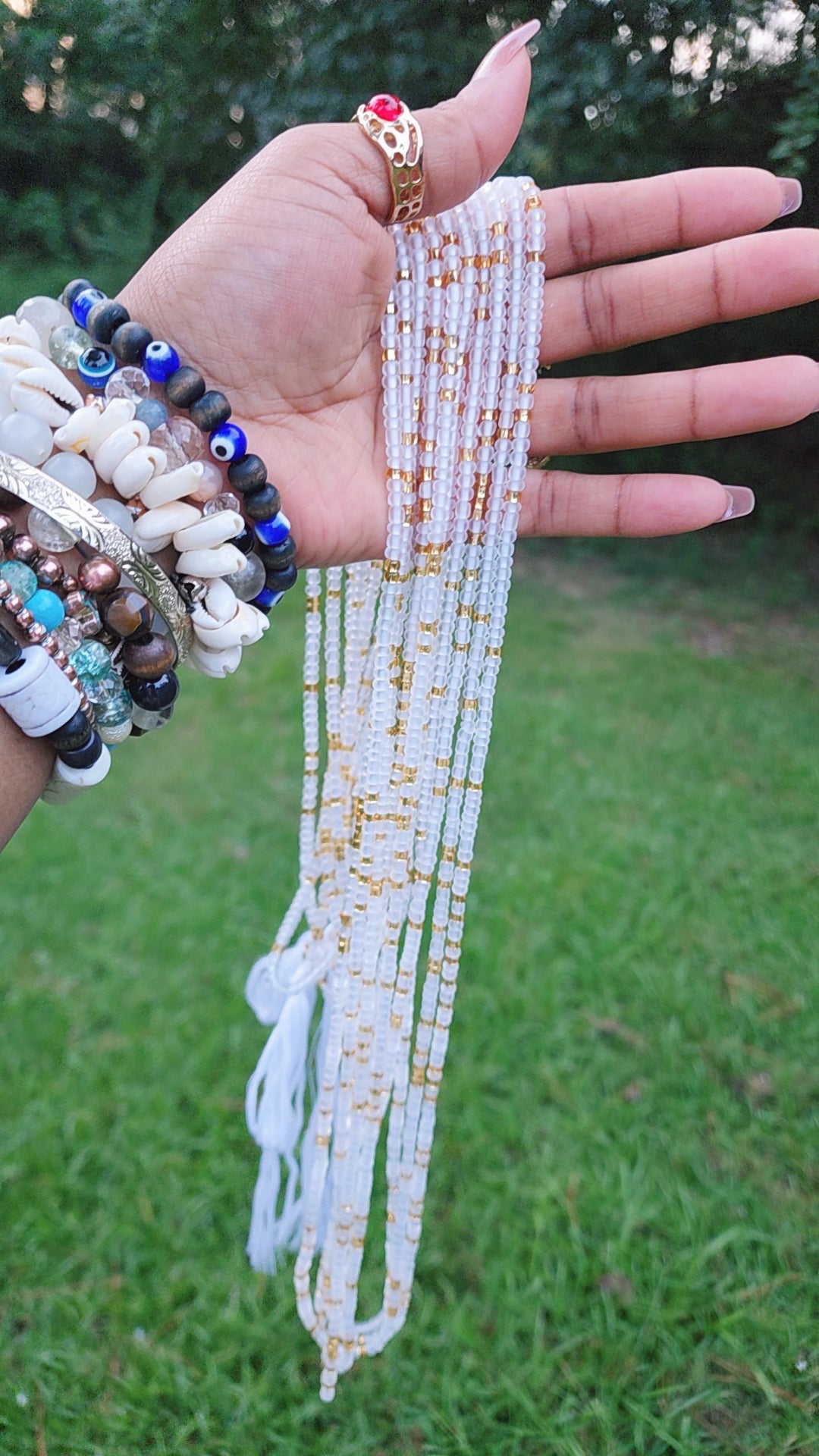 White & Gold Goddess Waistbead