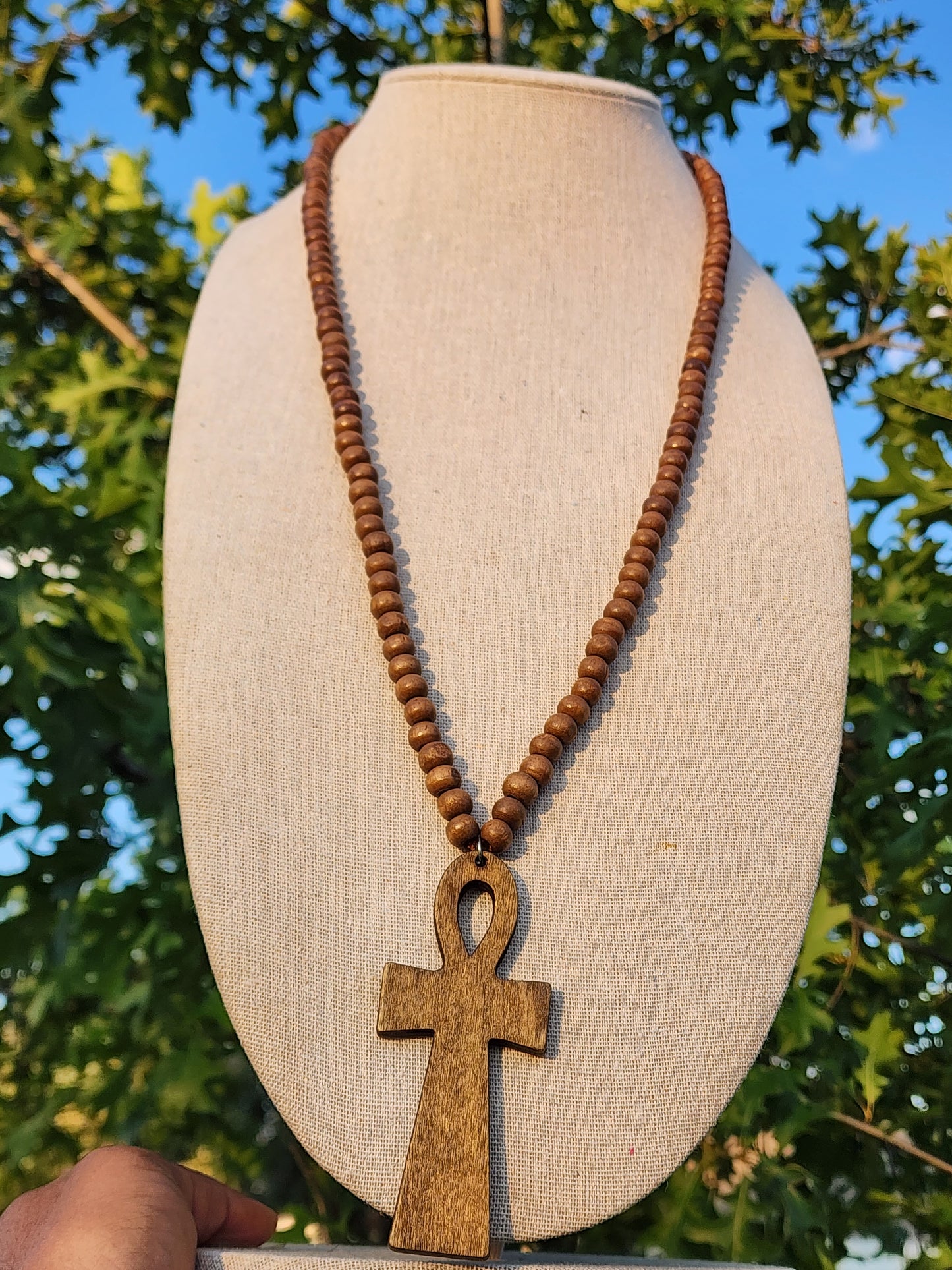 Wooden Ankh Necklace