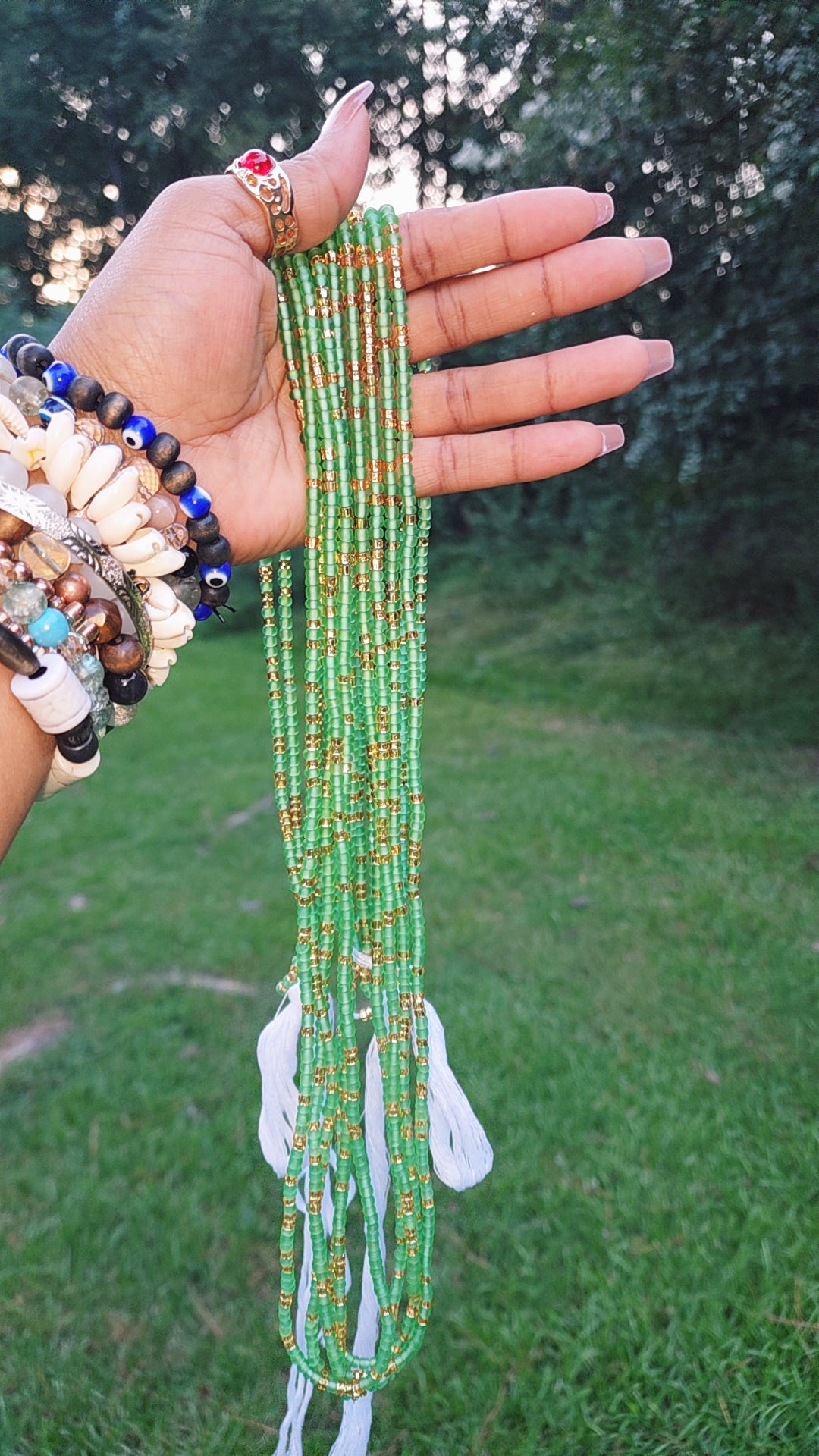 Green & Gold Goddess Waistbead